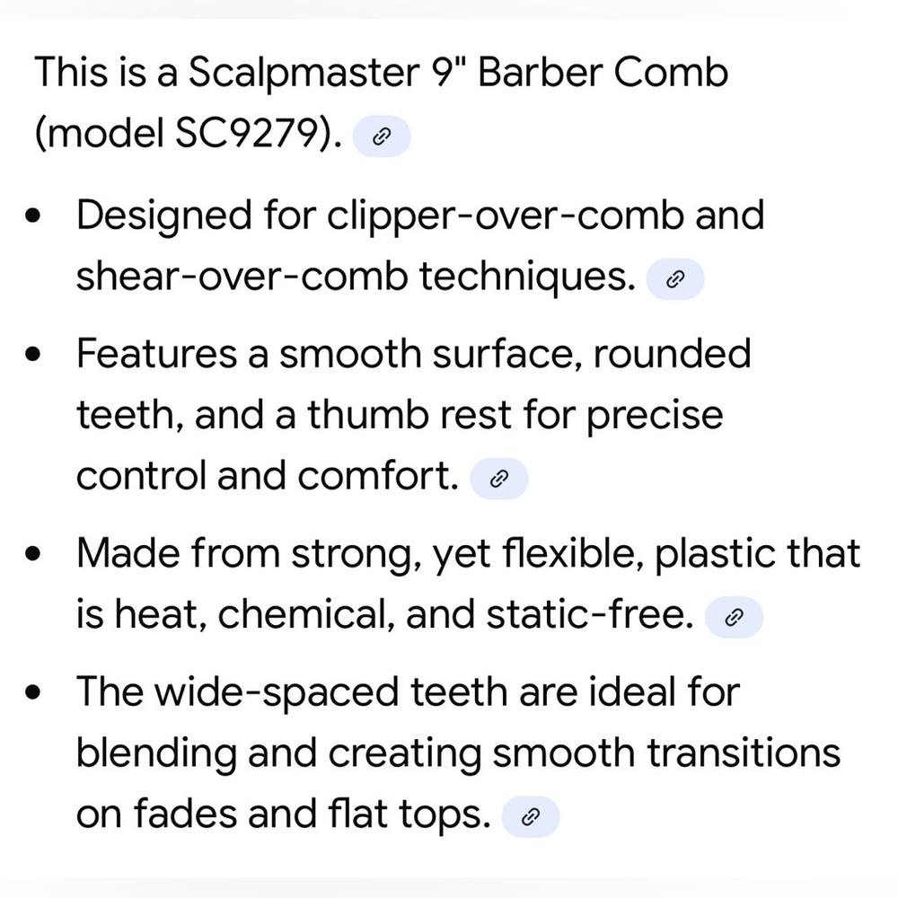 Scalpmaster Black 9 inch Barber Comb - Picture 3 of 3